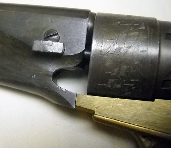 detail, Colt 1851 left side and disassembly key